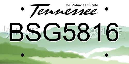 BSG5816 Tennessee License Plate