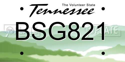 BSG821 Tennessee License Plate