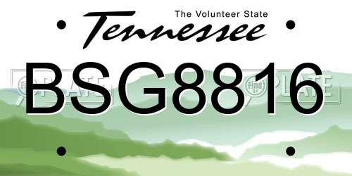 BSG8816 Tennessee License Plate