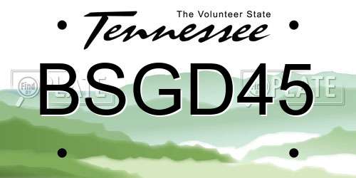 BSGD45 Tennessee License Plate