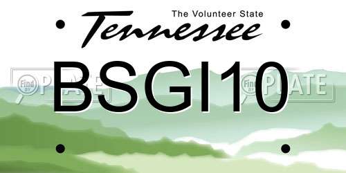 BSGI10 Tennessee License Plate