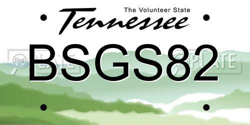 BSGS82 Tennessee License Plate
