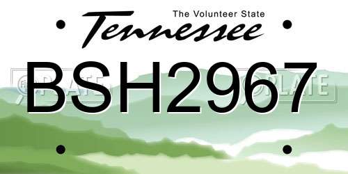 BSH2967 Tennessee License Plate