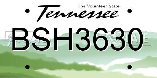 BSH3630 Tennessee License Plate