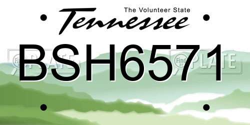 BSH6571 Tennessee License Plate