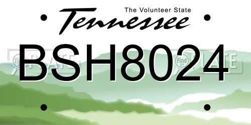 BSH8024 Tennessee License Plate