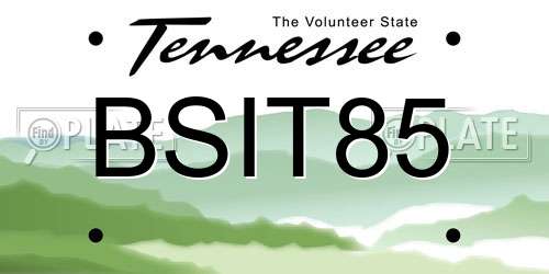 BSIT85 Tennessee License Plate