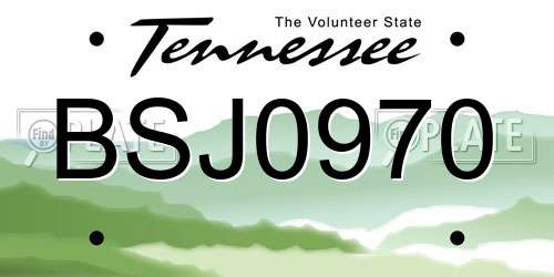 BSJ0970 Tennessee License Plate