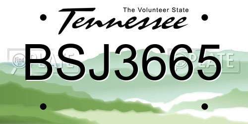 BSJ3665 Tennessee License Plate