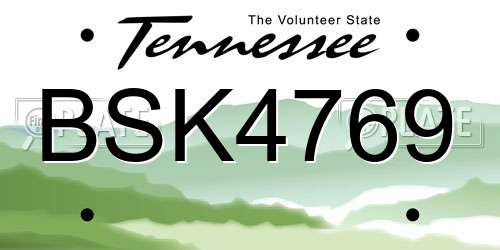 BSK4769 Tennessee License Plate