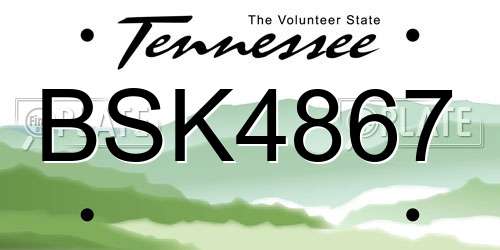 BSK4867 Tennessee License Plate