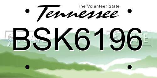 BSK6196 Tennessee License Plate