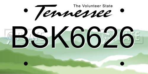 BSK6626 Tennessee License Plate