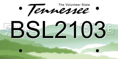 BSL2103 Tennessee License Plate
