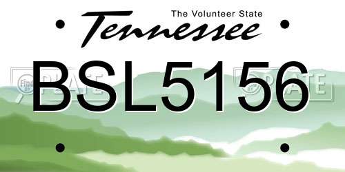 BSL5156 Tennessee License Plate