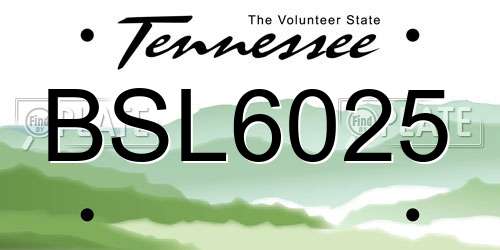 BSL6025 Tennessee License Plate