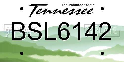 BSL6142 Tennessee License Plate
