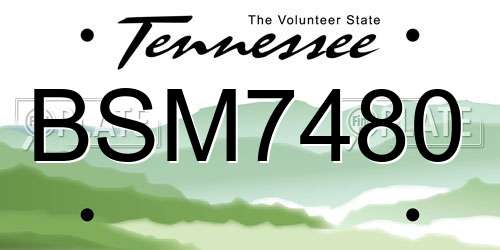 BSM7480 Tennessee License Plate