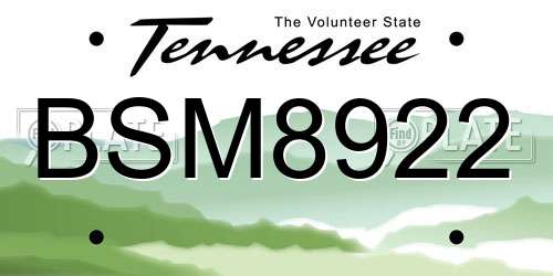 BSM8922 Tennessee License Plate