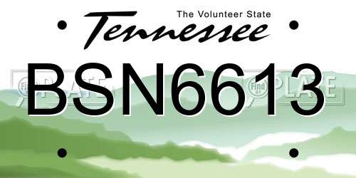 BSN6613 Tennessee License Plate