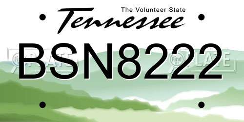 BSN8222 Tennessee License Plate