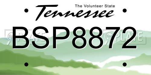 BSP8872 Tennessee License Plate