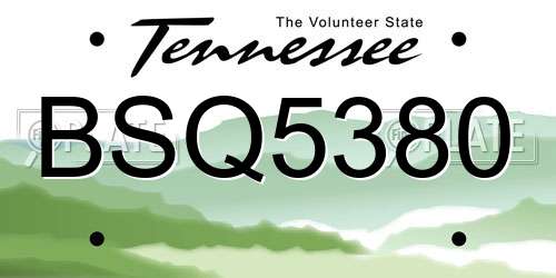 BSQ5380 Tennessee License Plate