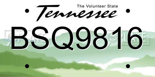 BSQ9816 Tennessee License Plate