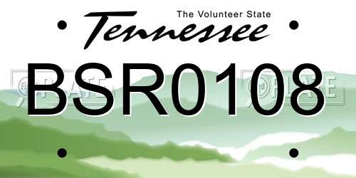 BSR0108 Tennessee License Plate
