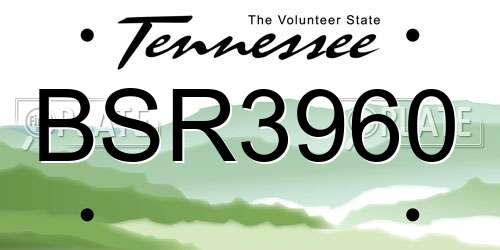 BSR3960 Tennessee License Plate