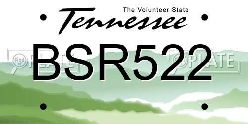 BSR522 Tennessee License Plate