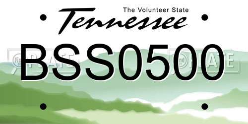 BSS0500 Tennessee License Plate