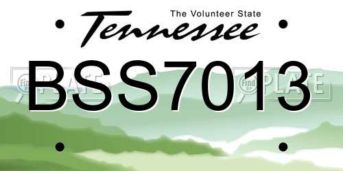BSS7013 Tennessee License Plate