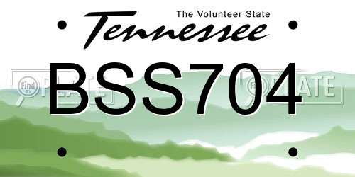 BSS704 Tennessee License Plate