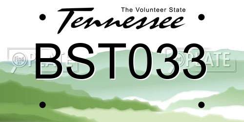 BST033 Tennessee License Plate