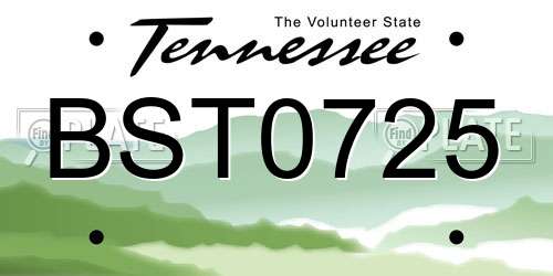 BST0725 Tennessee License Plate