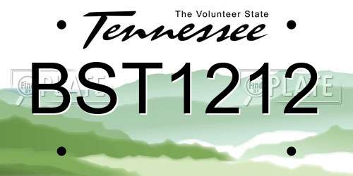 BST1212 Tennessee License Plate