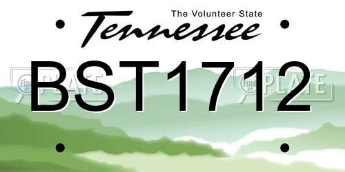 BST1712 Tennessee License Plate