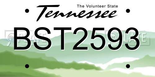 BST2593 Tennessee License Plate