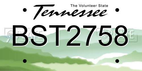 BST2758 Tennessee License Plate