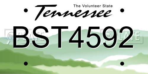 BST4592 Tennessee License Plate