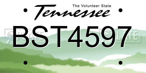 BST4597 Tennessee License Plate