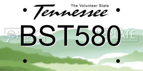 BST580 Tennessee License Plate