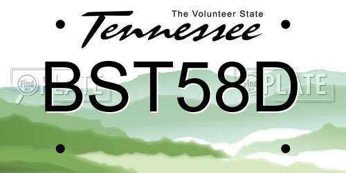 BST58D Tennessee License Plate