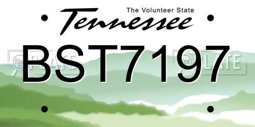 BST7197 Tennessee License Plate