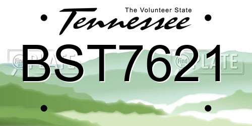 BST7621 Tennessee License Plate