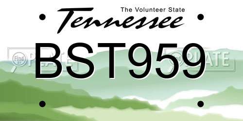 BST959 Tennessee License Plate