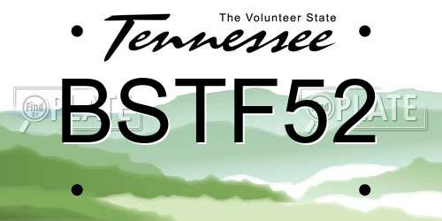 BSTF52 Tennessee License Plate