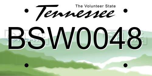 BSW0048 Tennessee License Plate