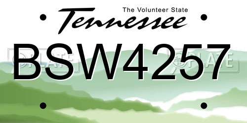 BSW4257 Tennessee License Plate